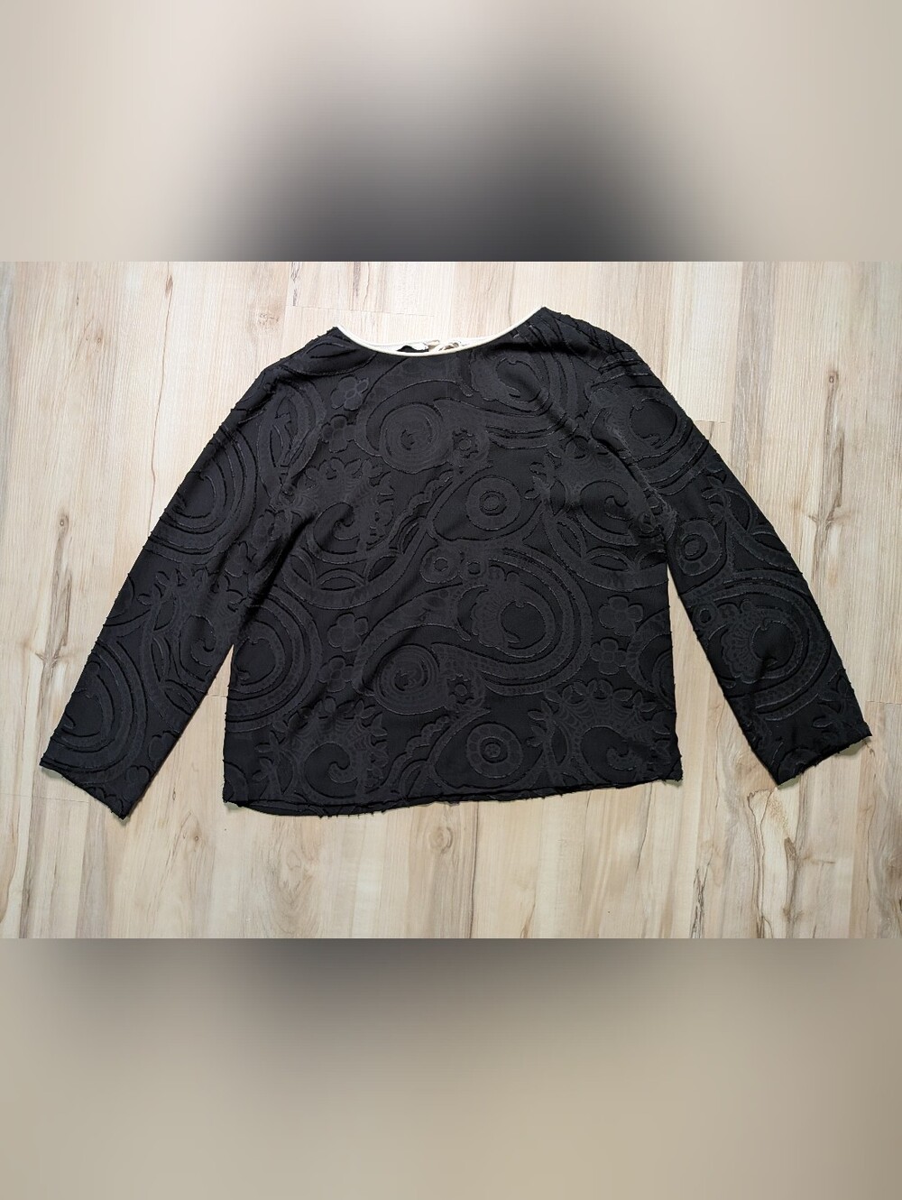 Ann Taylor LOFT Black 3/4 Sleeve Top with Bow Detail